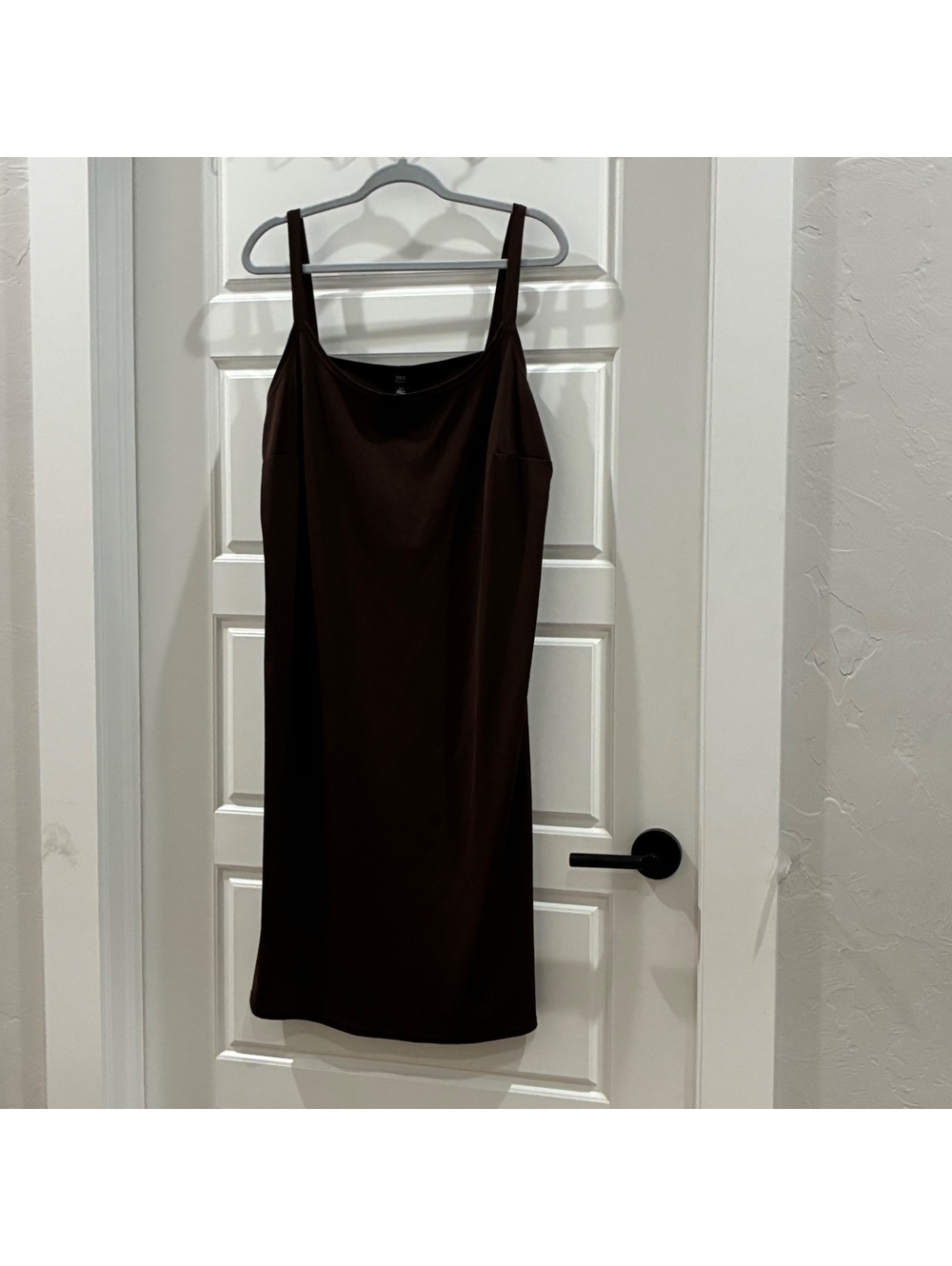 JBS Women Brown Sleeveless Midi Dress Size 18W Scoop Neck Stretch Plus Size